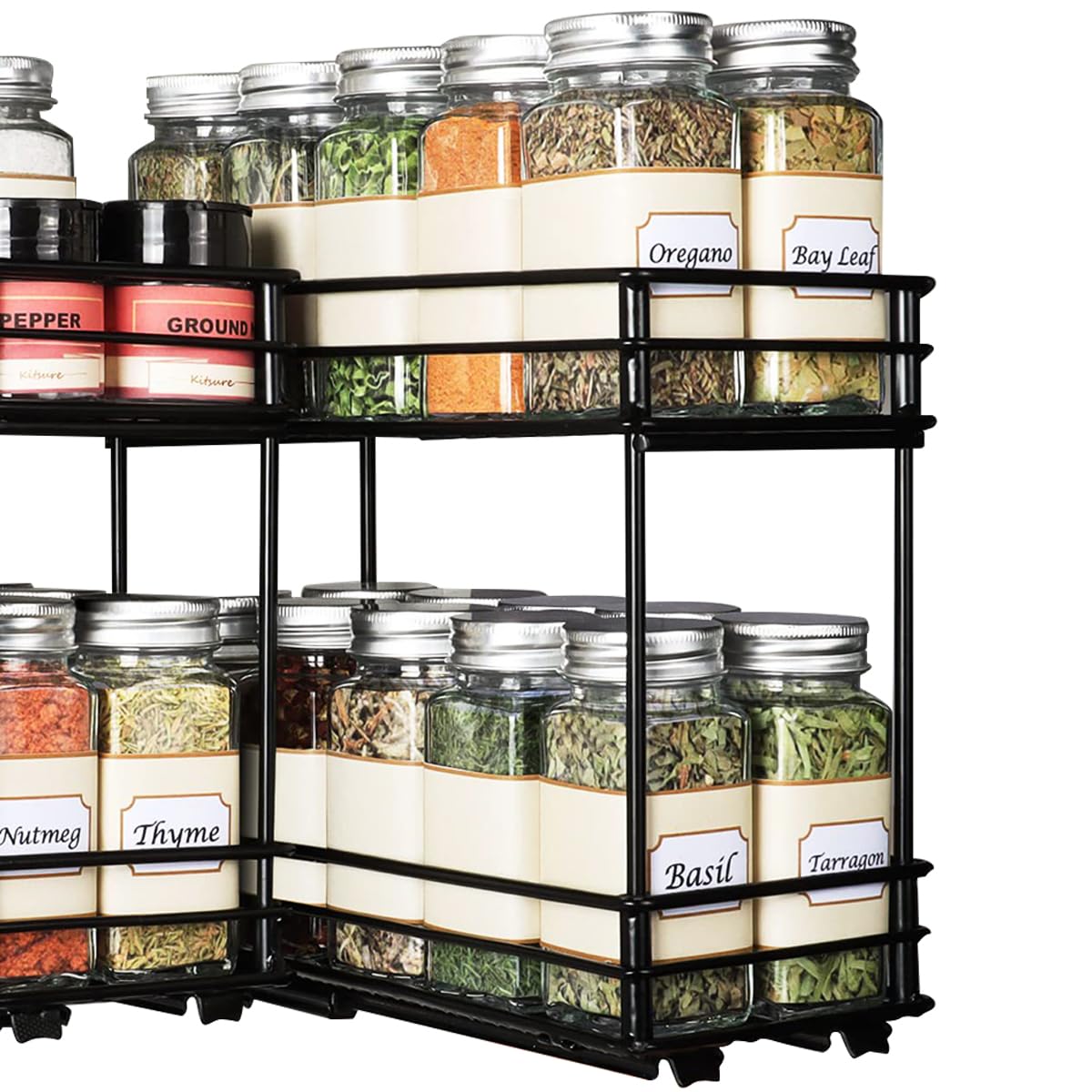 HASTHIP Kitchen Organizer Double Layer Seasoning Bottle Organizer Rack Pull Out Cabinet Organizer Rack Space Saving Seasoning Jar Organizer Holder for Countertop, Cabinet, Shelf, 26x15x21.8cm HASTHIP Kitchen Organizer Double Layer Seasoning Bottle Organizer Rack Pull Out Cabinet Organizer Rack Space Saving Seasoning Jar Organizer Holder for Countertop, Cabinet, Shelf, 26x15x21.8cm